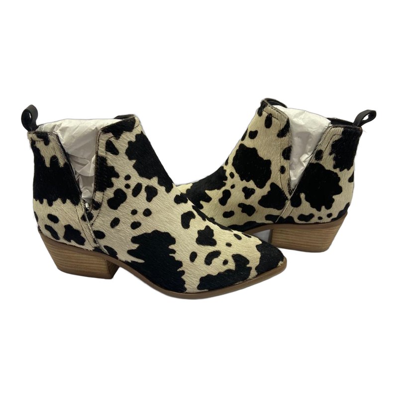 Cow-print ankle boots